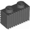 2877c85 - LEGO sötétszürke kocka 1 x 2 méretű csíkozott