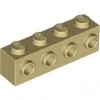 30414c2 - LEGO világos krémszínű (tan) kocka 1 x 4 méretű oldalán 4 bütyökkel