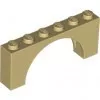 15254c2 - LEGO világos krémszínű (tan) boltív 1 x 6 x 2 méretű alsó merevítő nélkül