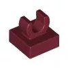 15712c59 - LEGO sötétpiros csempe 1 x 1 méretű klipsszel, lekerekített sarkokkal