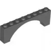 16577c85 - LEGO sötétszürke boltív 1 x 8 x 2 méretű, emelt lábbal