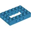 32531c153 - LEGO sötét azúr technic kocka, 4 x 6 méretű középen nyitott, pin csatlakozókkal