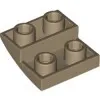 32803c69 - LEGO sötét krémszínű lejtő 2 x 2 méretű, íves, inverz