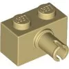 44865c2 - LEGO világos krémszínű (tan) kocka 1 x 2 méretű, pin csatlakozóval, alsó bütyök foglalattal