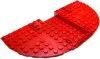 5100c5 - LEGO piros jármű alváz 20 x 10 x 1 1/3 méretű, íves sarkakkal, 4 x 9 méretű süllyesztett lyukas résszel