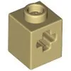 73230c2 - LEGO világos krémszínű (tan) technic kocka 1 x 1 méretű, X-lyukkal