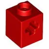 73230c5 - LEGO piros technic kocka 1 x 1 méretű, X-lyukkal