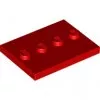 88646c5 - LEGO piros csempe 3 x 4 méretű, 4 bütyökkel a közepén