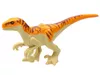 Atrocira01c2 - LEGO világos krémszínű (tan) dinoszaurusz, Atrociraptor, narancssárga mintával