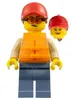 cty1793 - LEGO minifigura nő, mentőmellényben, piros baseball sapkában