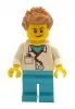cty899 - LEGO City doktor minifigura, közepes azúr lábak, sztetoszkóp, tüskés haj